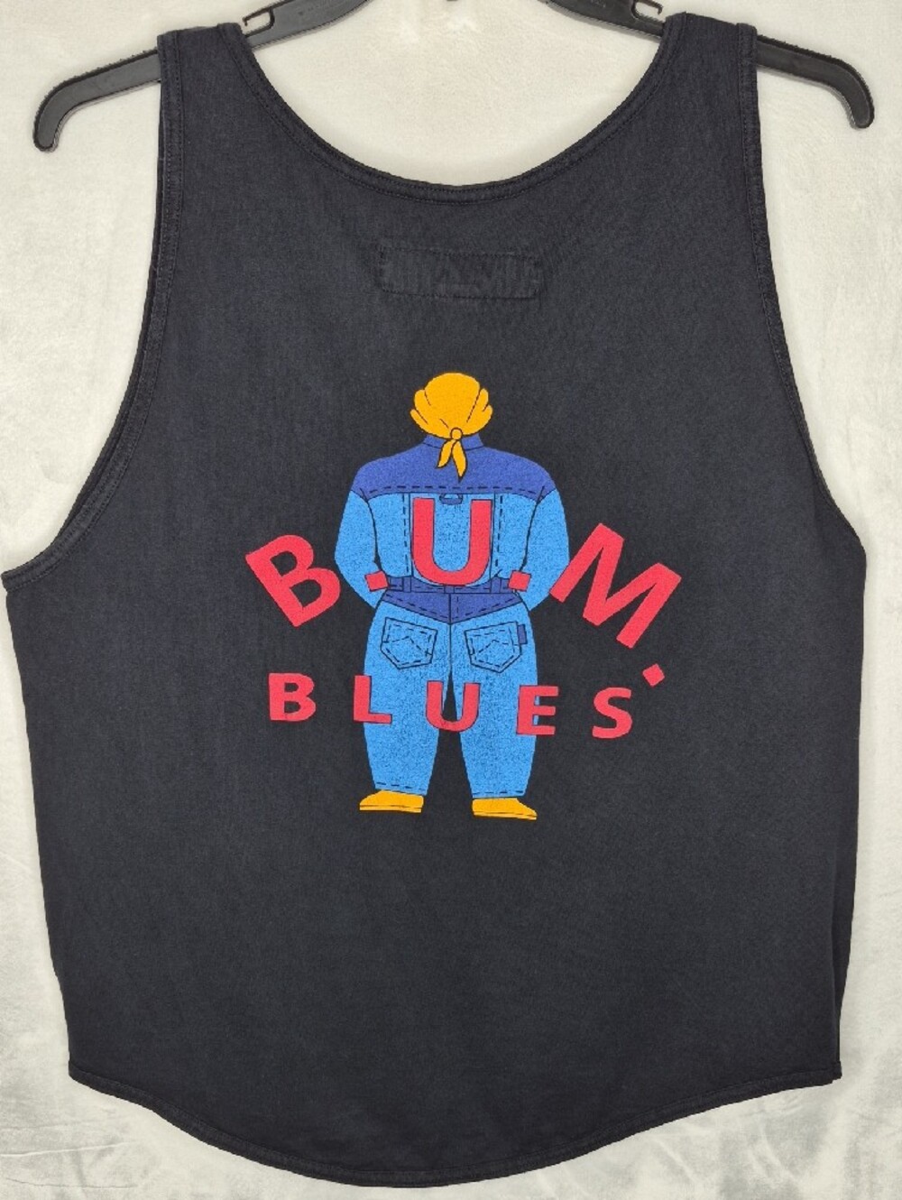 Vintage B.U.M. Equipment Blues Puff Print Tank Top Black L